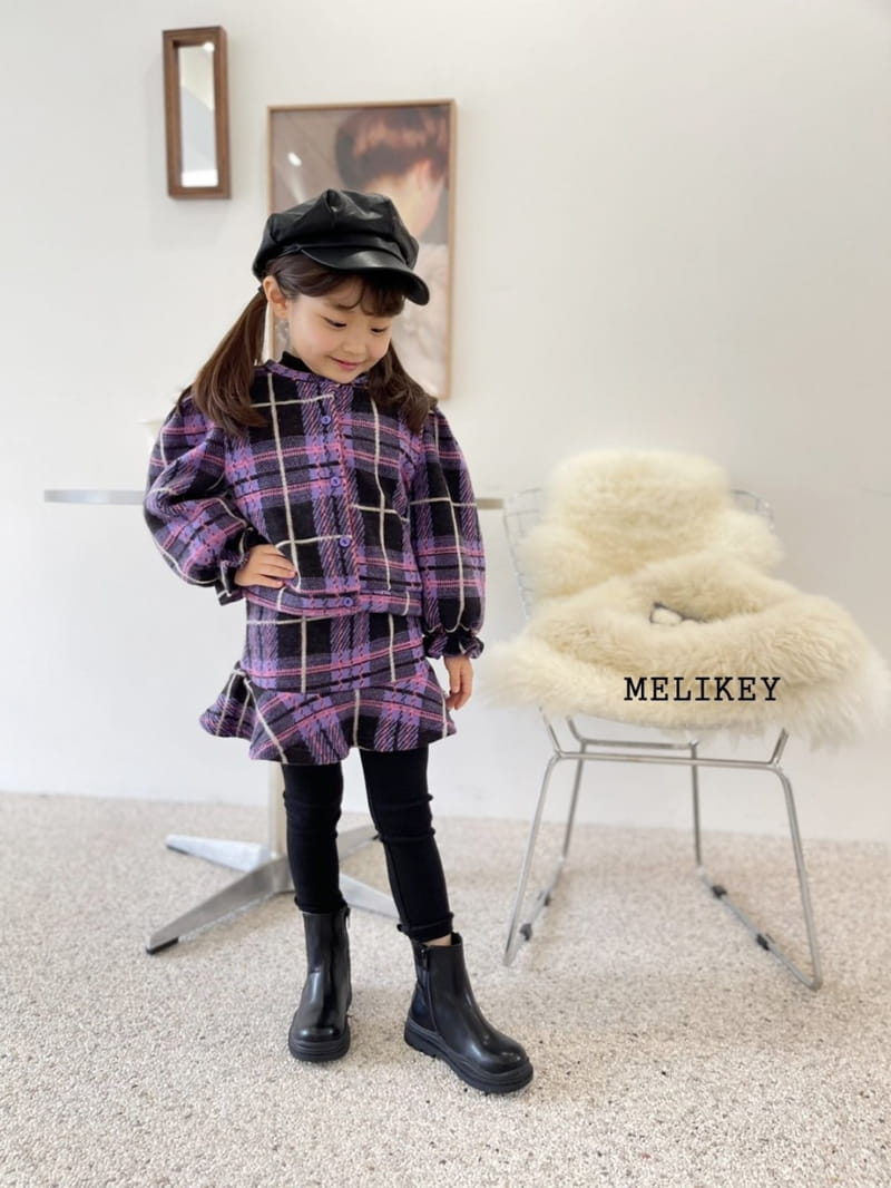 MELIKEY - Korean Children Fashion - #Kfashion4kids - Check Cardigan Bottom Set - 6