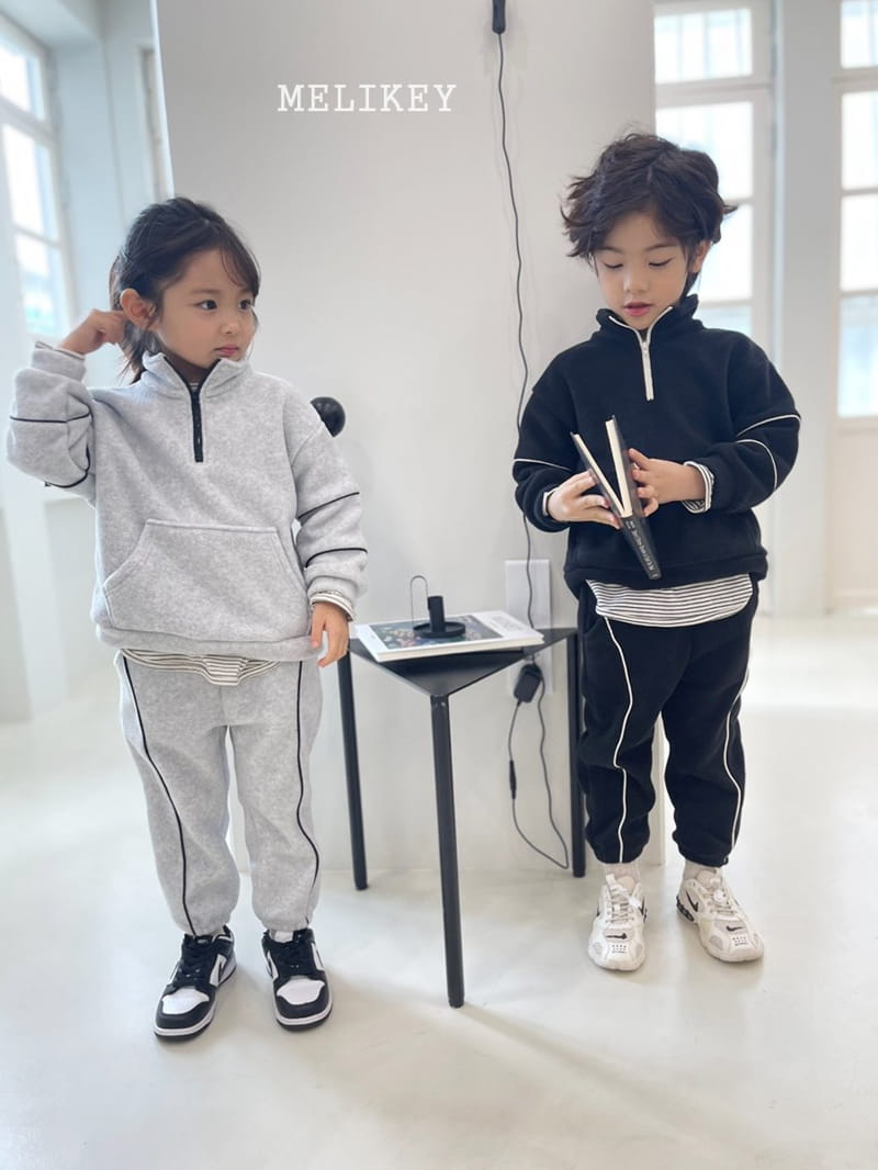 MELIKEY - Korean Children Fashion - #Kfashion4kids - Fleece Stripes Top Bottom Set - 8