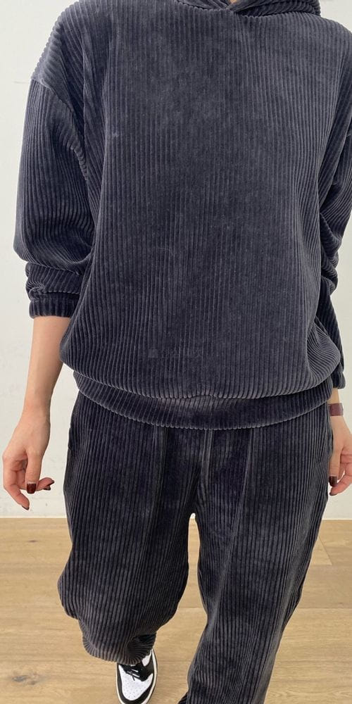 MERRY J - Korean Children Fashion - #Kfashion4kids - Veloure Rib Hoody Bottom Set