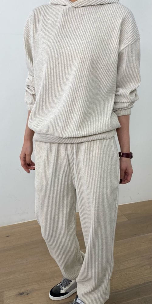 MERRY J - Korean Children Fashion - #Kfashion4kids - Veloure Rib Hoody Bottom Set - 3