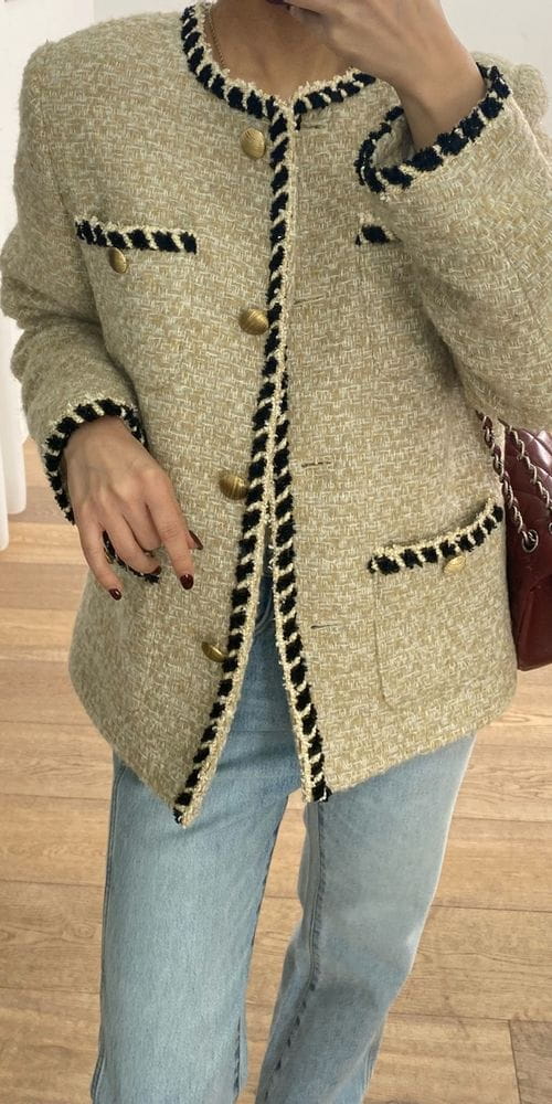 MERRY J - Korean Children Fashion - #Kfashion4kids - Round Bonding Twid Jacket