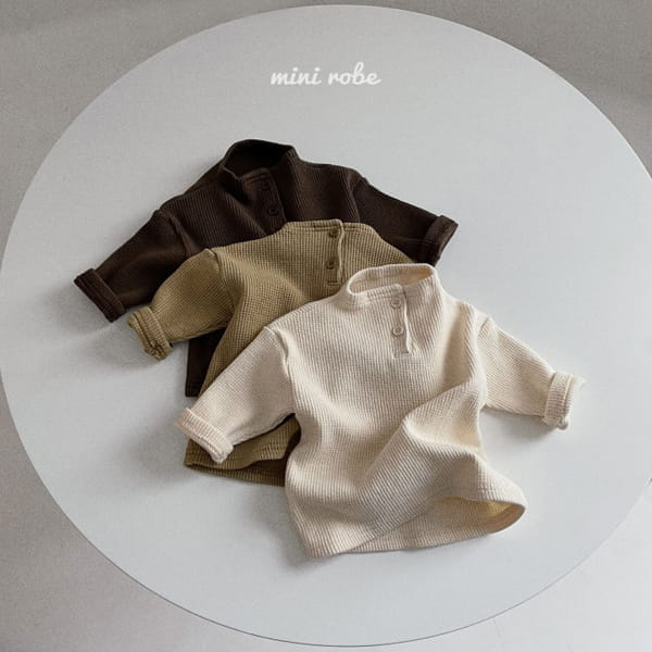 MINI ROBE - Korean Children Fashion - #Kfashion4kids - Bebe Waffle Half Turtleneck Tee
