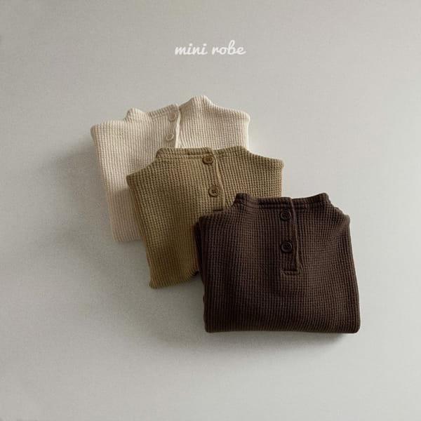 MINI ROBE - Korean Children Fashion - #Kfashion4kids - Bebe Waffle Half Turtleneck Tee - 3
