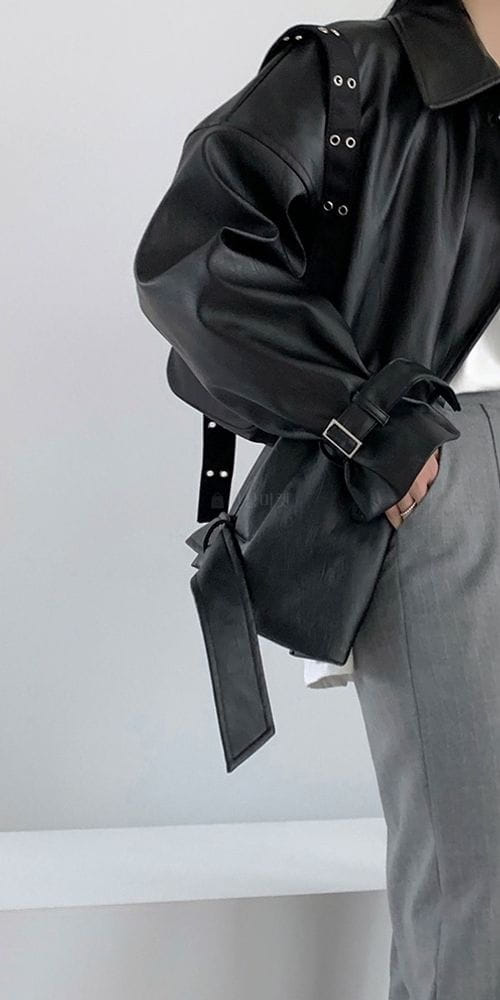 MONE - Korean Children Fashion - #Kfashion4kids - Jeff Leather Short Trench Jacket