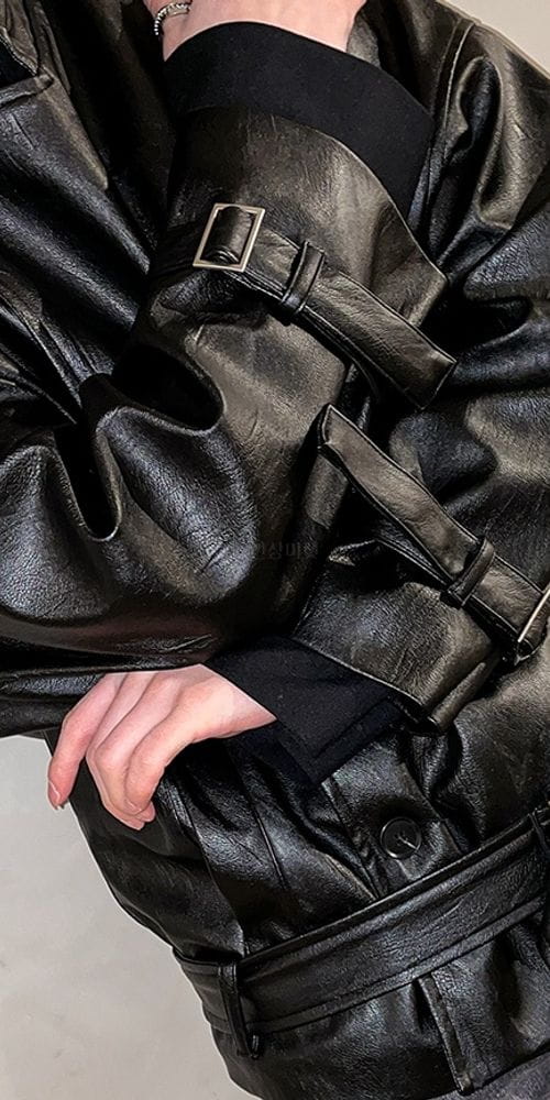 MONE - Korean Children Fashion - #Kfashion4kids - Jeff Leather Short Trench Jacket - 3