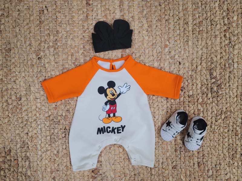 MORAN - Korean Children Fashion - #Kfashion4kids - Fleece Hi Mickey Bodysuit with Hairband