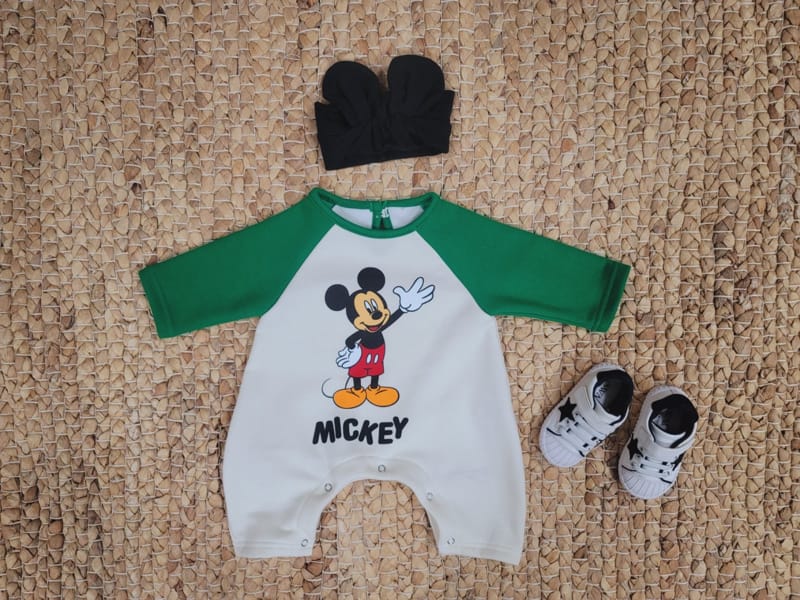 MORAN - Korean Children Fashion - #Kfashion4kids - Fleece Hi Mickey Bodysuit with Hairband - 2