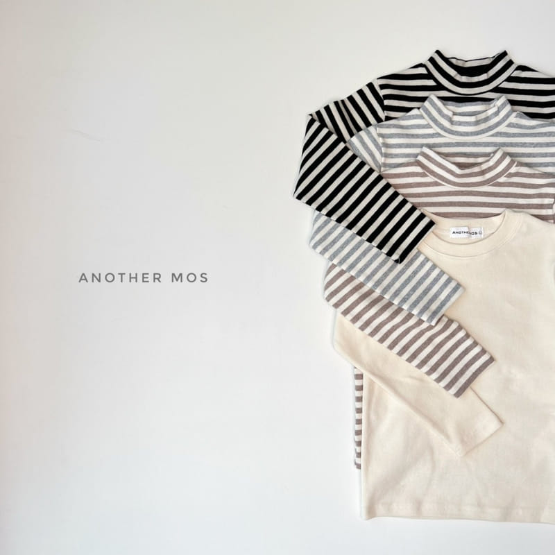 MOS BEBE - Korean Children Fashion - #Kfashion4kids - Stripes Half Turtleneck Simple Round Tee Set - 7
