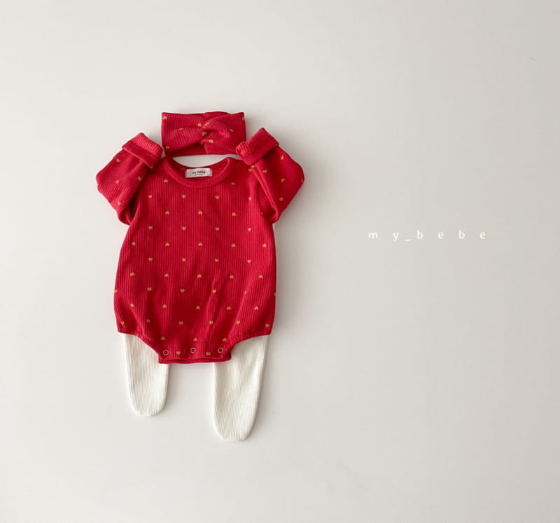 MY BEBE - Korean Children Fashion - #Kfashion4kids - Heart Santa Bodysuit with Hairband - 2