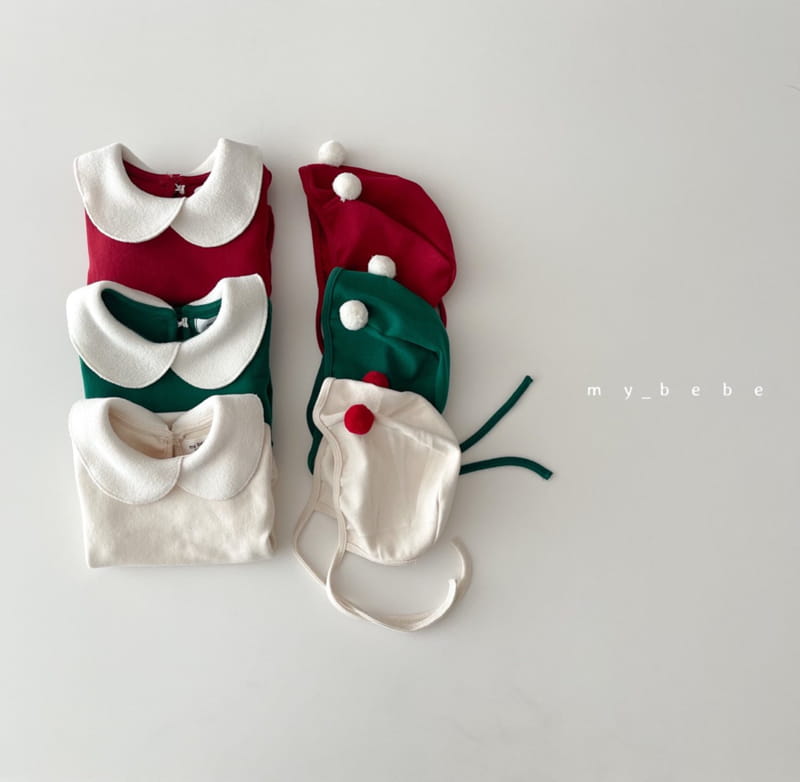 MY BEBE - Korean Children Fashion - #Kfashion4kids - Collar Santa Bodysuit with Bonnet