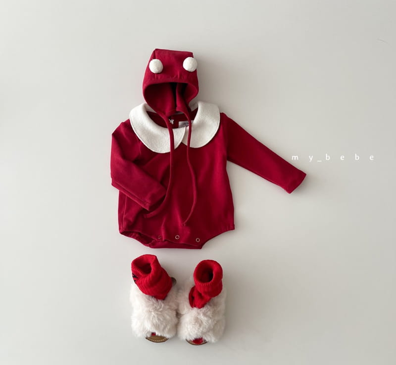 MY BEBE - Korean Children Fashion - #Kfashion4kids - Collar Santa Bodysuit with Bonnet - 5