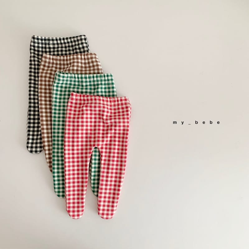 MY BEBE - Korean Children Fashion - #Kfashion4kids - Mink Check Foot Leggings