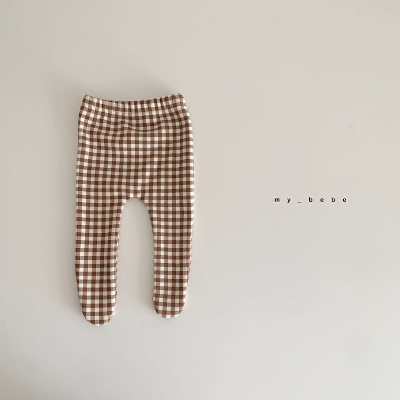 MY BEBE - Korean Children Fashion - #Kfashion4kids - Mink Check Foot Leggings - 3