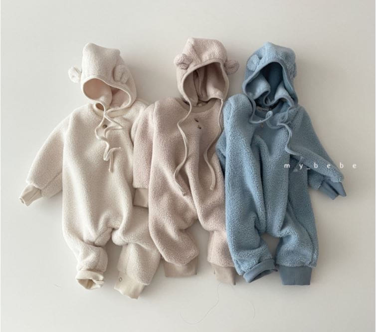 MY BEBE - Korean Children Fashion - #Kfashion4kids - Bebe Cozy Bodysuit with Bonnet