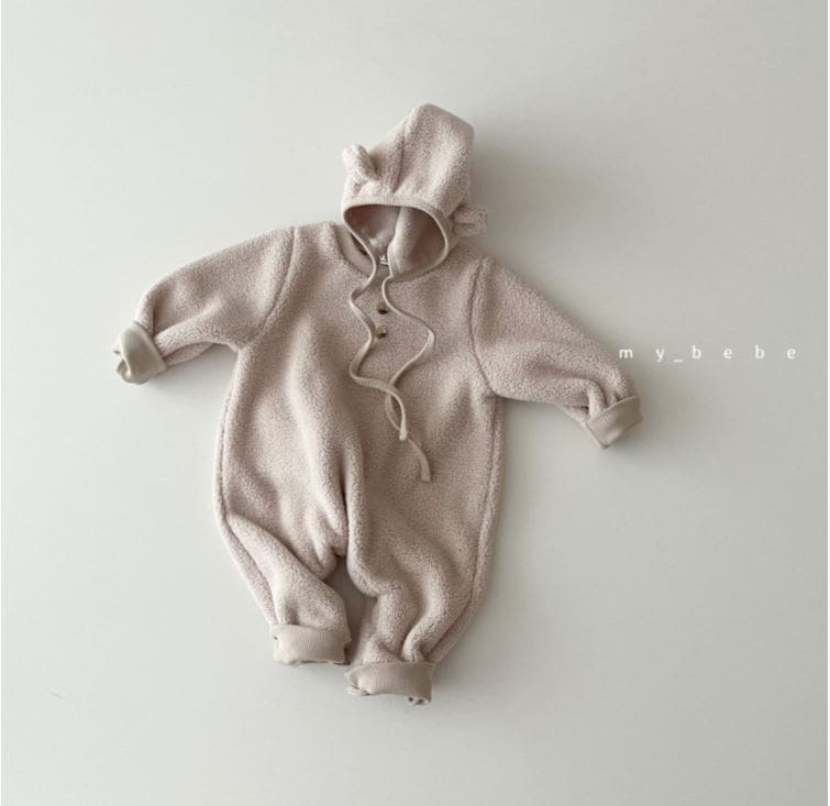 MY BEBE - Korean Children Fashion - #Kfashion4kids - Bebe Cozy Bodysuit with Bonnet - 6