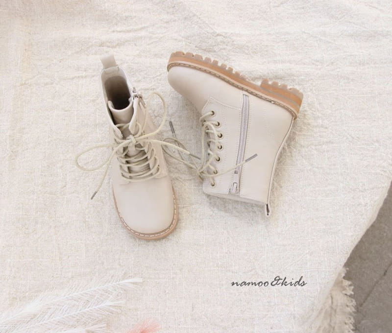 NAMOO & KIDS - Korean Children Fashion - #Kfashion4kids - Hook Lace Up Military Boots - 8