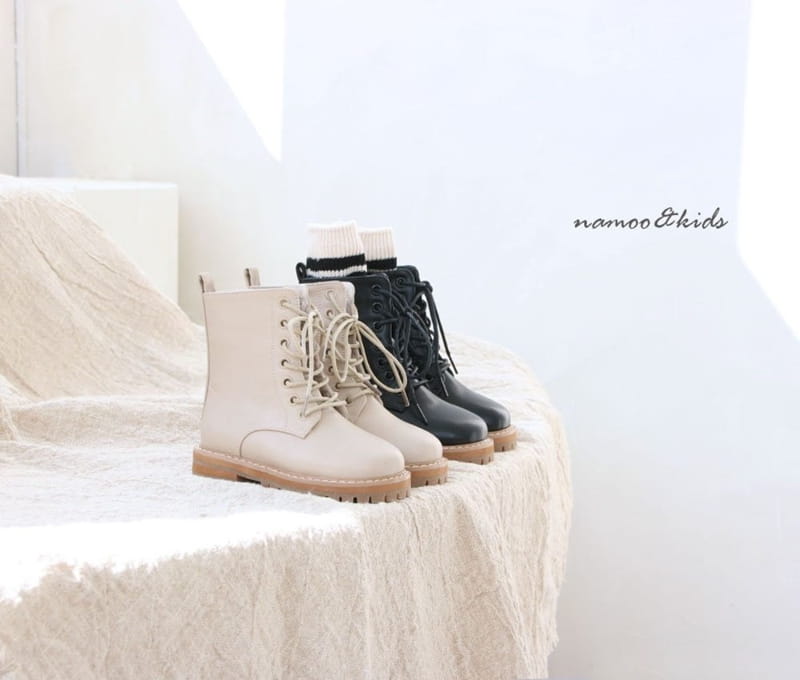 NAMOO & KIDS - Korean Children Fashion - #Kfashion4kids - Hook Lace Up Military Boots - 9