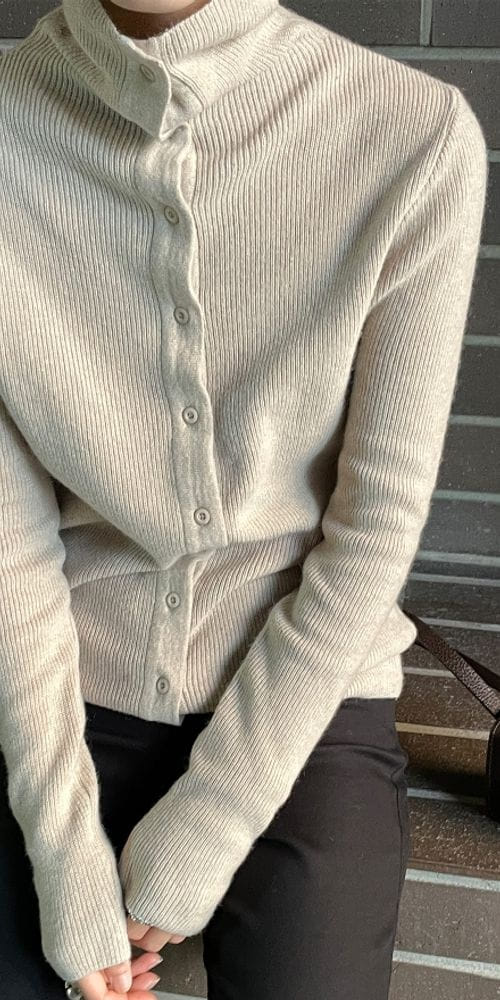 NAN - Korean Children Fashion - #Kfashion4kids - Cash High Neck Cardigan
