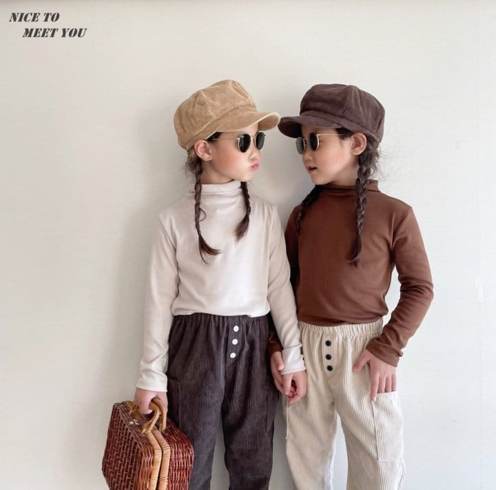 NICE TO MEET YOU - Korean Children Fashion - #Kfashion4kids - Latte Turtleneck Tee - 6