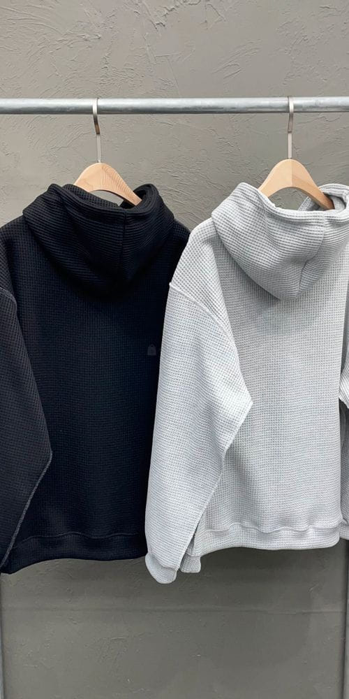 NONAME - Korean Children Fashion - #Kfashion4kids - Fleece Waffle Hoody Top Bottom Set - 2