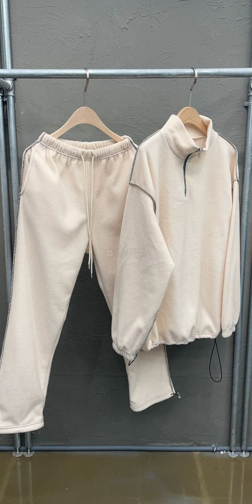 NONAME - Korean Children Fashion - #Kfashion4kids - Fleece Deggi Top Bottom Set - 2