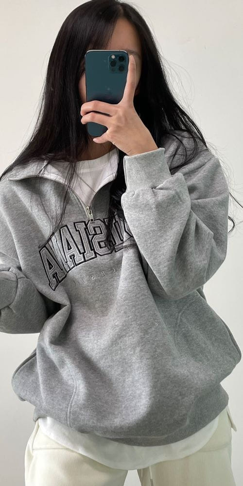 NONAME - Korean Children Fashion - #Kfashion4kids - Louic Embroider Half Zip-up 