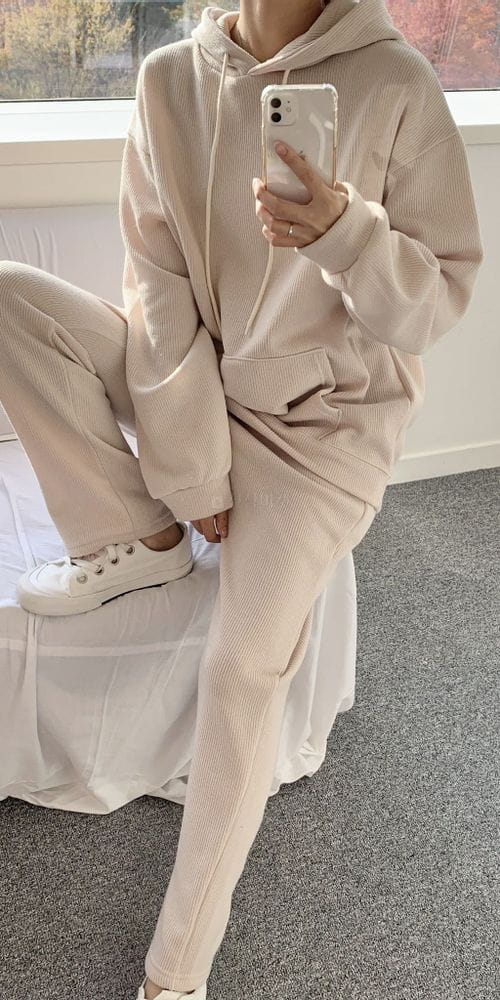 NONAME - Korean Children Fashion - #Kfashion4kids - Benefit Knit Fleece Hoody Bottom Set - 4