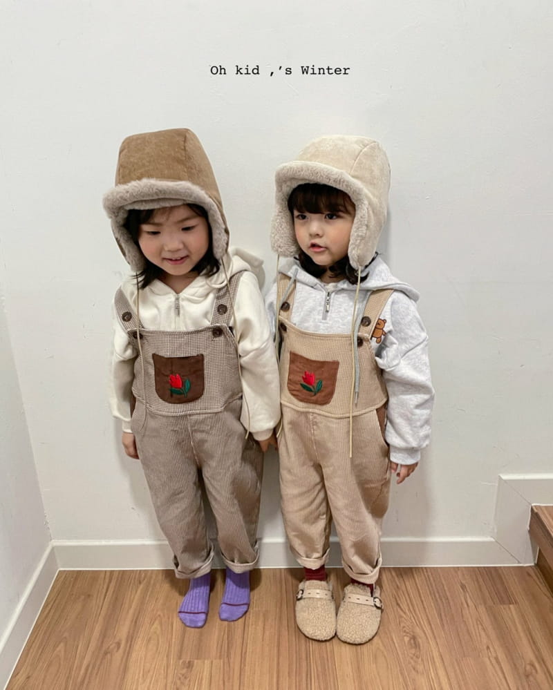 OH KID - Korean Children Fashion - #Kfashion4kids - Flower Dungarees