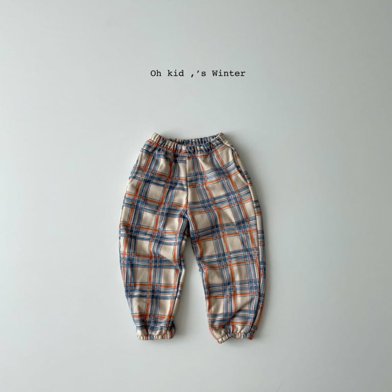 OH KID - Korean Children Fashion - #Kfashion4kids - Fleece Multi Check Pants - 2