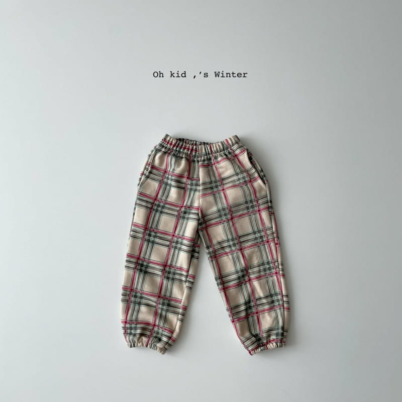 OH KID - Korean Children Fashion - #Kfashion4kids - Fleece Multi Check Pants - 3
