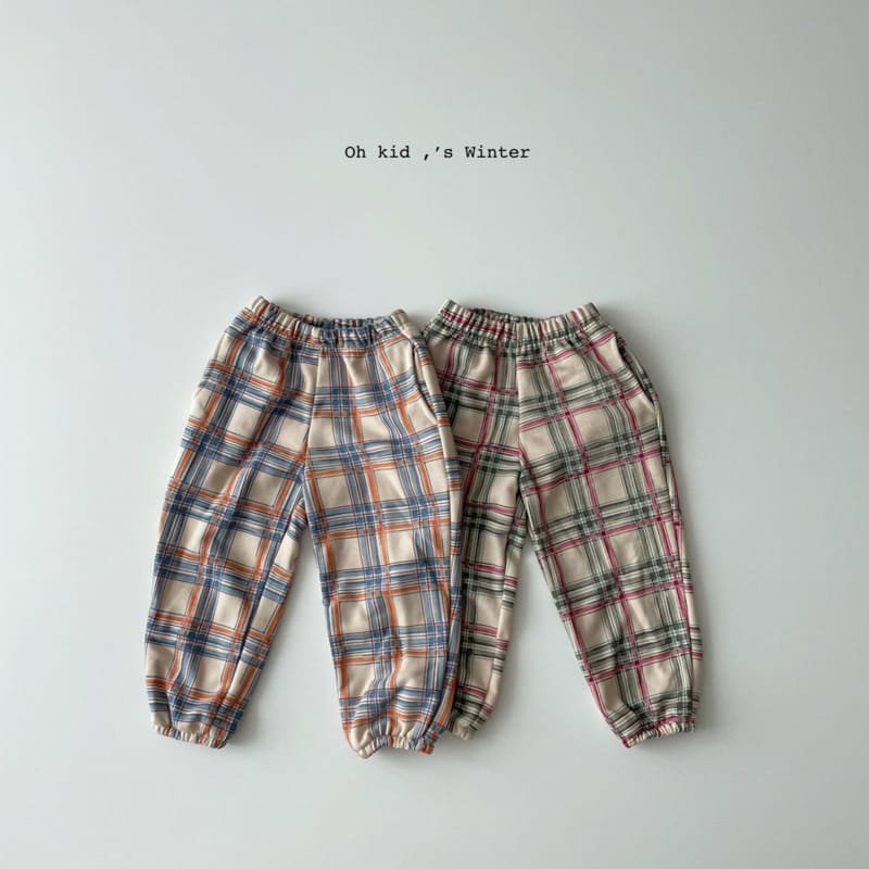 OH KID - Korean Children Fashion - #Kfashion4kids - Fleece Multi Check Pants - 4