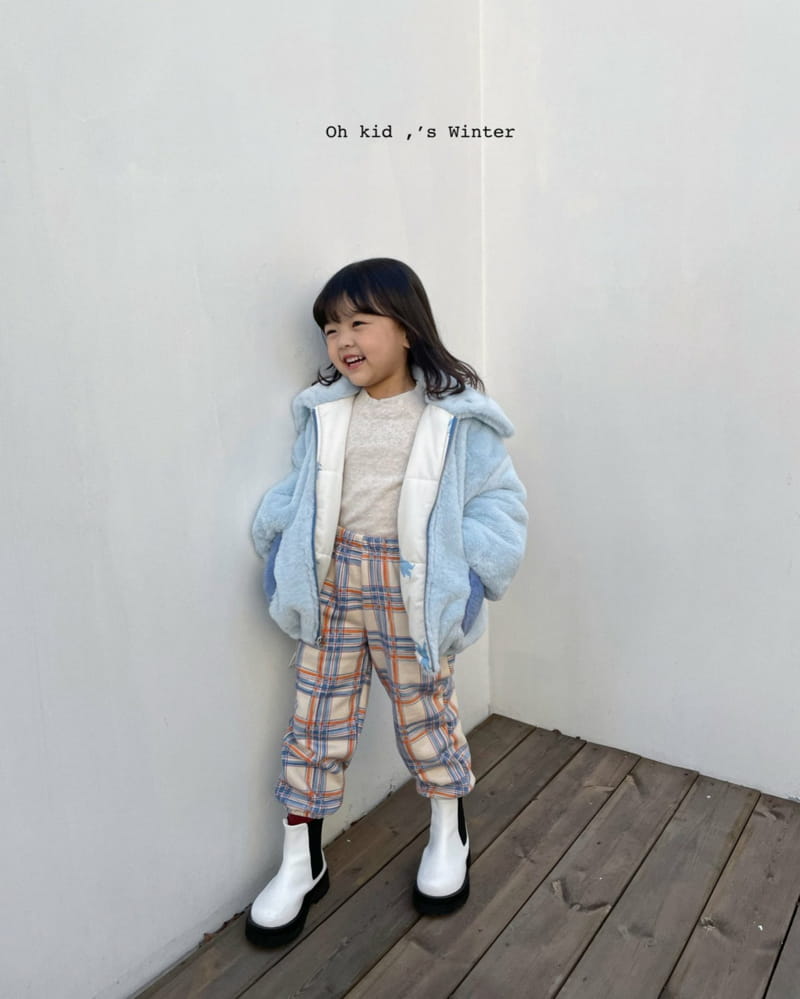OH KID - Korean Children Fashion - #Kfashion4kids - Fleece Multi Check Pants - 5