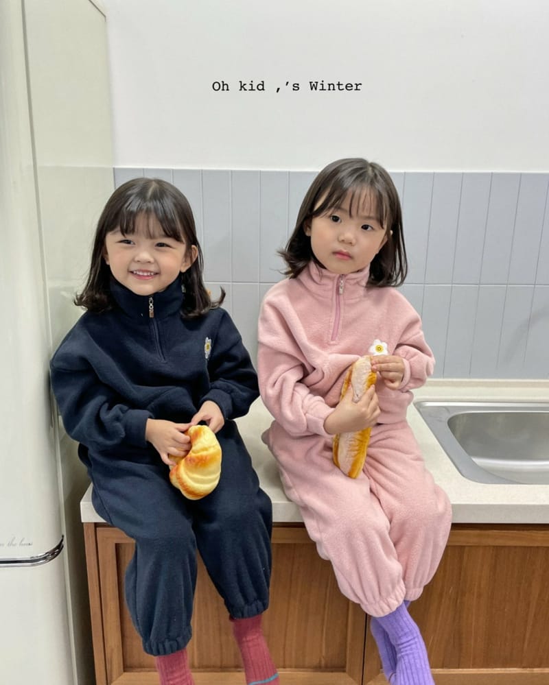 OH KID - Korean Children Fashion - #Kfashion4kids - Cozy Smile Top Bottom Set - 2