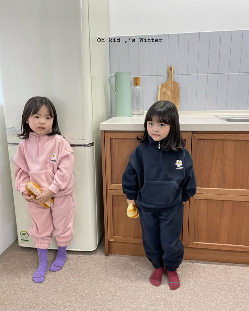 OH KID - Korean Children Fashion - #Kfashion4kids - Cozy Smile Top Bottom Set - 3