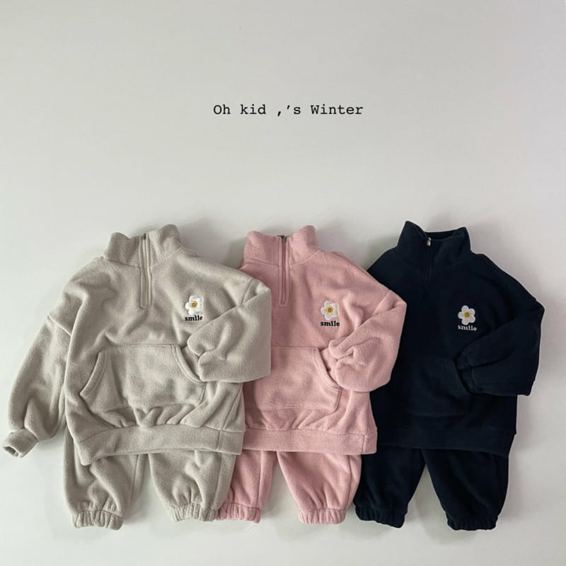 OH KID - Korean Children Fashion - #Kfashion4kids - Cozy Smile Top Bottom Set - 5