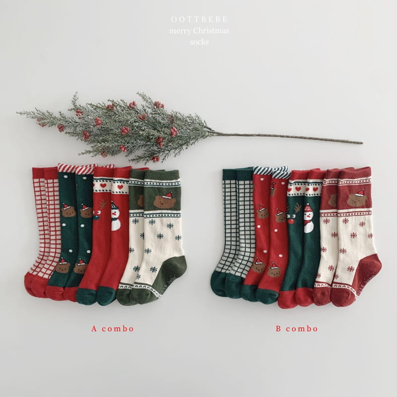 OOTT BEBE - Korean Children Fashion - #Kfashion4kids - Santa Bear Knee Socks [set of 4]