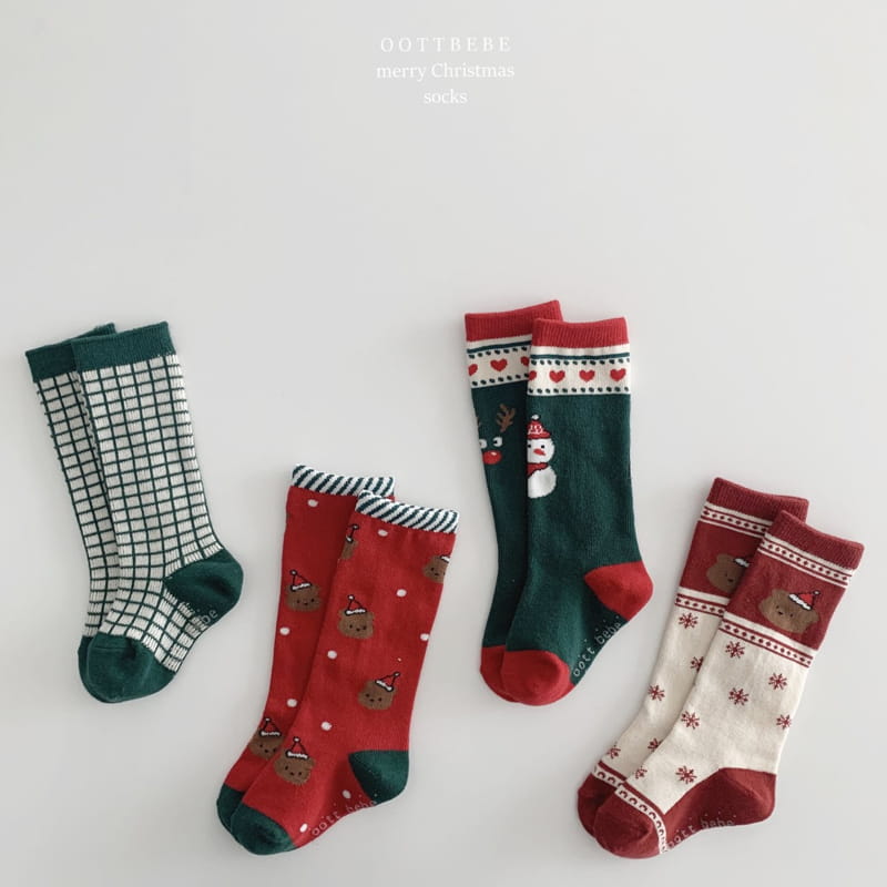 OOTT BEBE - Korean Children Fashion - #Kfashion4kids - Santa Bear Knee Socks [set of 4] - 10
