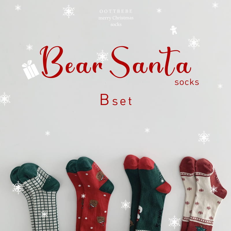 OOTT BEBE - Korean Children Fashion - #Kfashion4kids - Santa Bear Knee Socks [set of 4] - 12