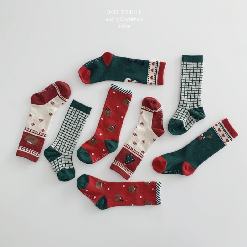 OOTT BEBE - Korean Children Fashion - #Kfashion4kids - Santa Bear Knee Socks [set of 4] - 3