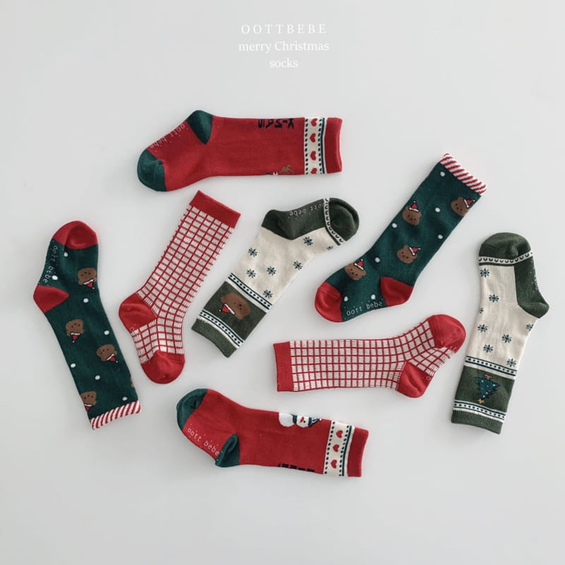 OOTT BEBE - Korean Children Fashion - #Kfashion4kids - Santa Bear Knee Socks [set of 4] - 4