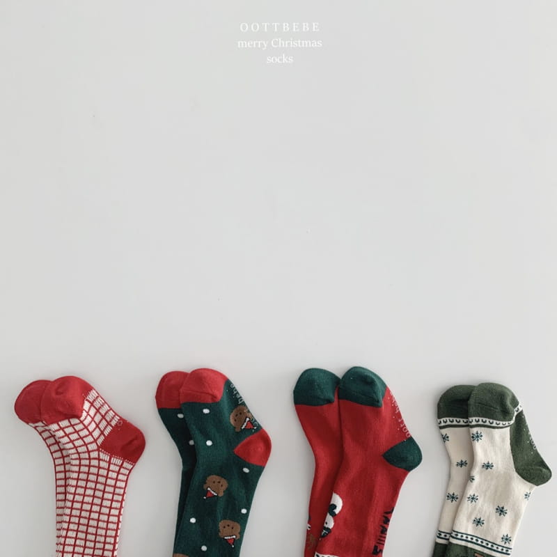 OOTT BEBE - Korean Children Fashion - #Kfashion4kids - Santa Bear Knee Socks [set of 4] - 5