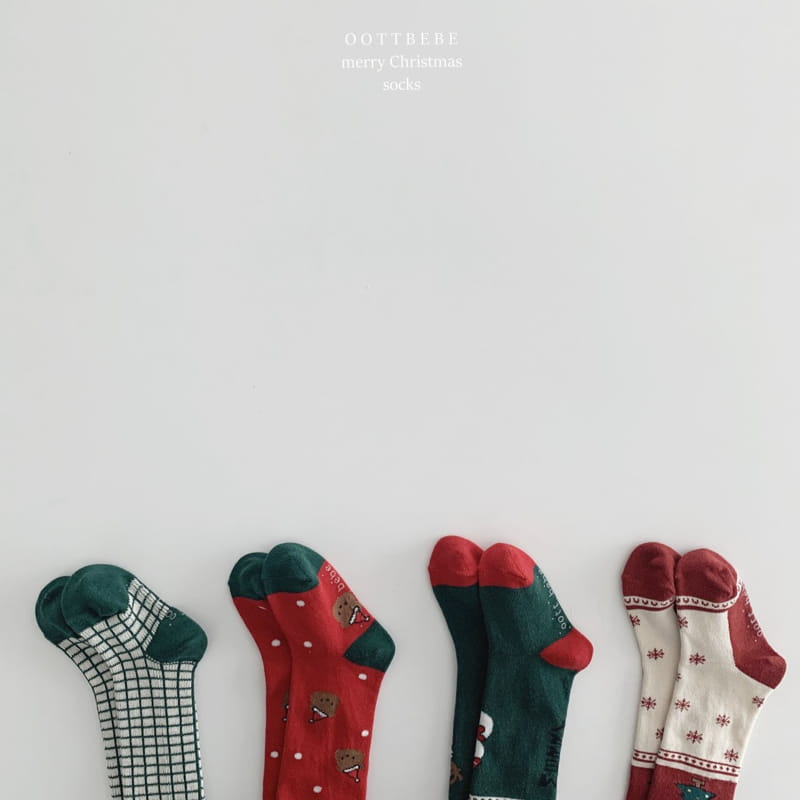 OOTT BEBE - Korean Children Fashion - #Kfashion4kids - Santa Bear Knee Socks [set of 4] - 6
