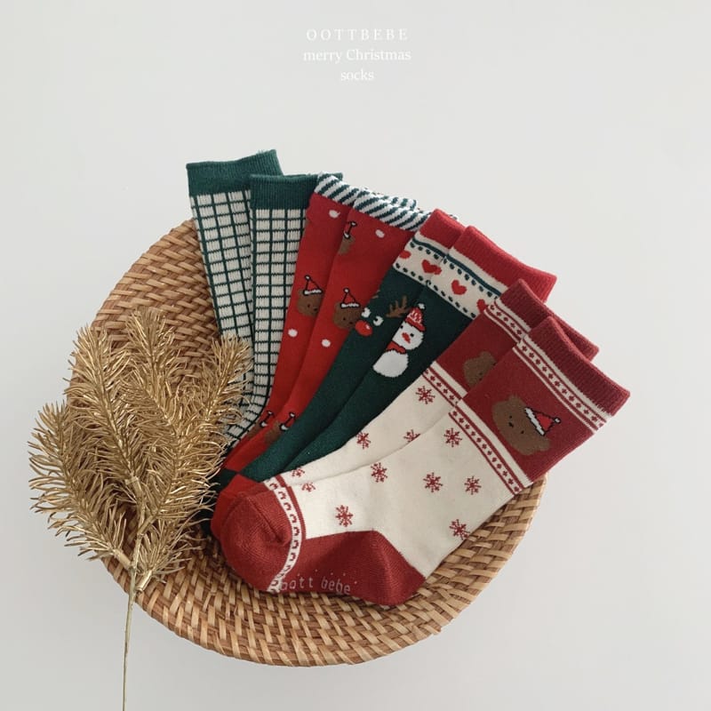 OOTT BEBE - Korean Children Fashion - #Kfashion4kids - Santa Bear Knee Socks [set of 4] - 7