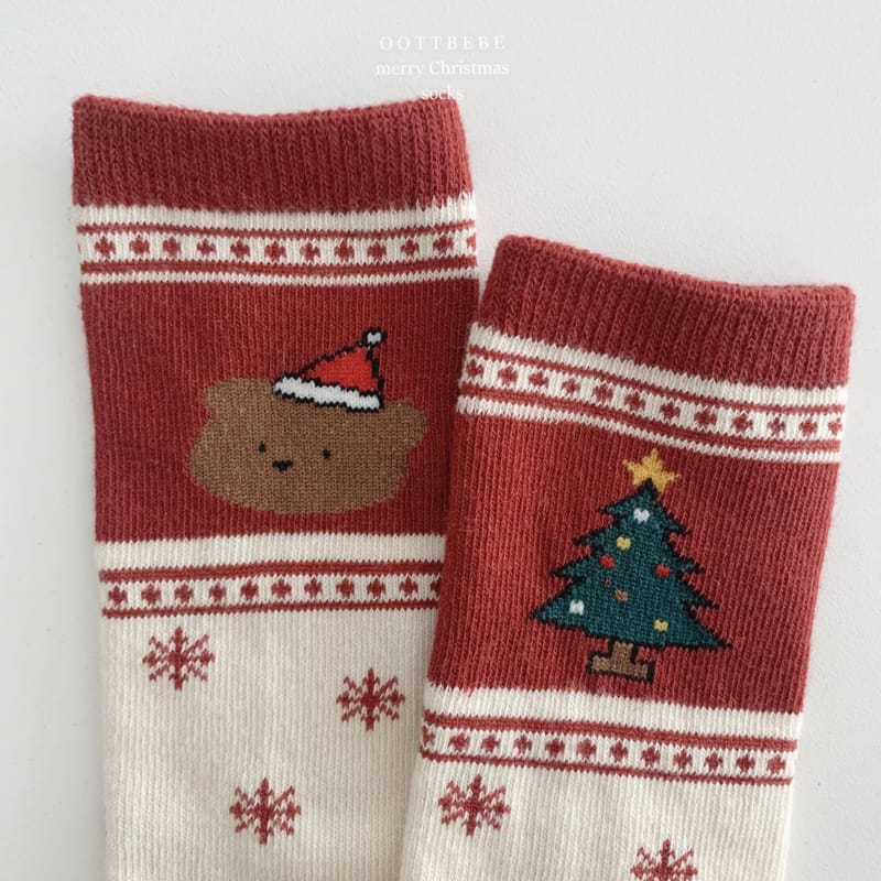 OOTT BEBE - Korean Children Fashion - #Kfashion4kids - Santa Bear Knee Socks [set of 4] - 9