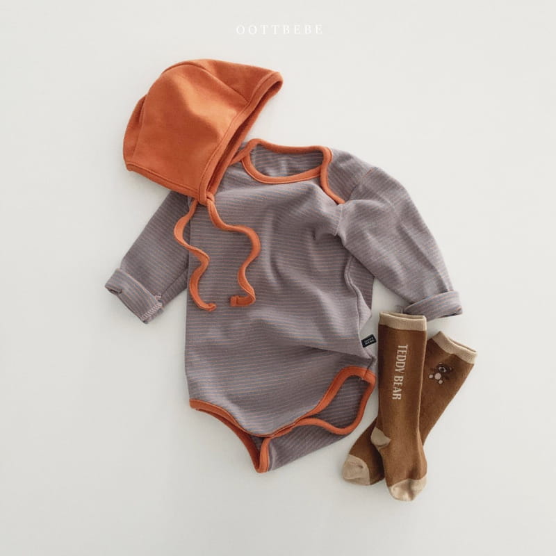OOTT BEBE - Korean Children Fashion - #Kfashion4kids - Oott Kaji Bodysuit with Bonnet - 11