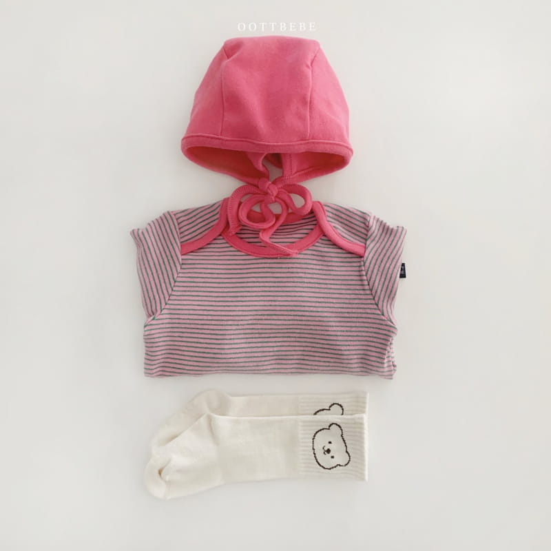 OOTT BEBE - Korean Children Fashion - #Kfashion4kids - Oott Kaji Bodysuit with Bonnet - 12