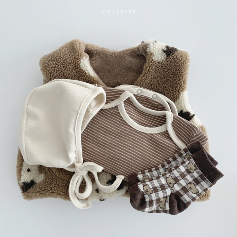 OOTT BEBE - Korean Children Fashion - #Kfashion4kids - Oott Kaji Bodysuit with Bonnet - 3