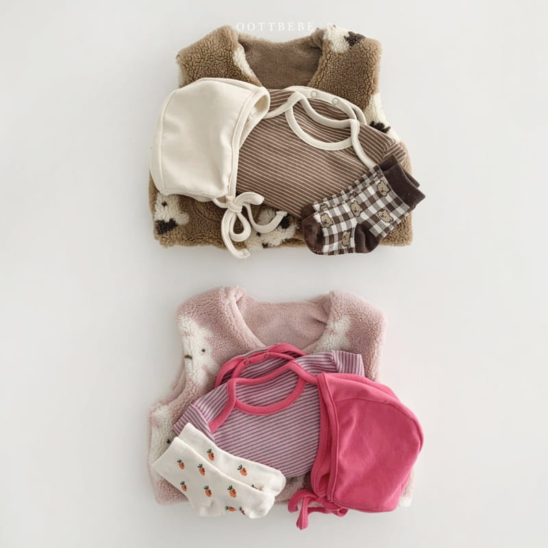 OOTT BEBE - Korean Children Fashion - #Kfashion4kids - Oott Kaji Bodysuit with Bonnet - 8