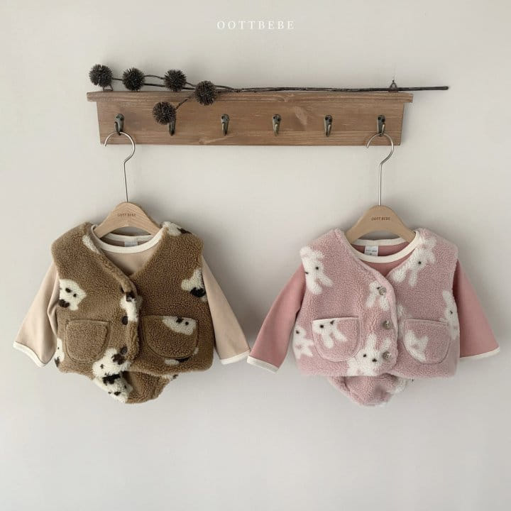 OOTT BEBE - Korean Children Fashion - #Kfashion4kids - Squirrel Rabbit Top Bottom Set