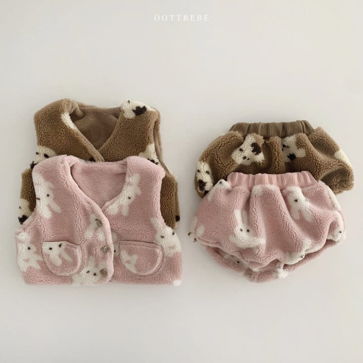 OOTT BEBE - Korean Children Fashion - #Kfashion4kids - Squirrel Rabbit Top Bottom Set - 12